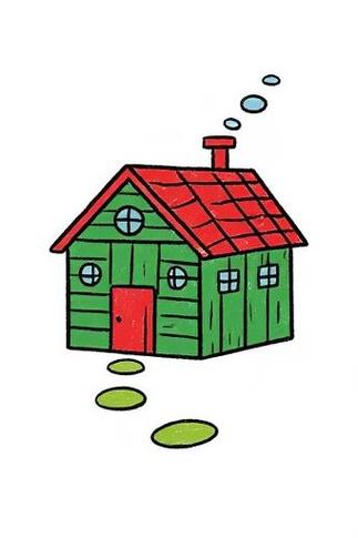 小木屋简笔画带颜色