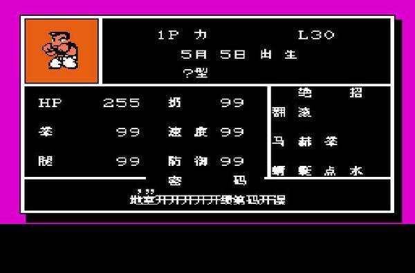 热血格斗人物密码