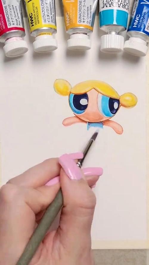 可爱的飞天小女警的画画