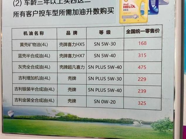 统一机油价格一览表