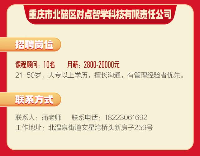 北碚人才市场最新招聘信息