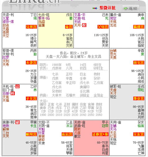 紫微命格一览表