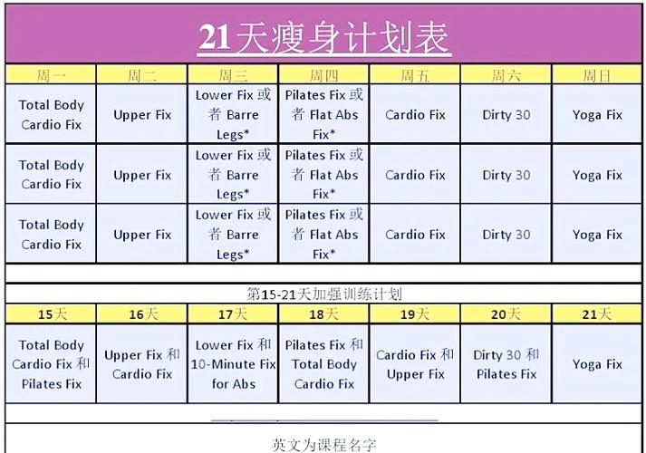 二十一天减肥法表格图片